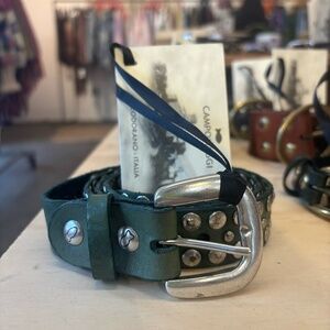 Campomaggi Studded Leather Belt in Lago
